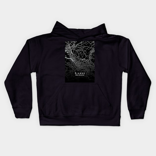 Bremen Germany City Map dark Kids Hoodie by Robin-Niemczyk